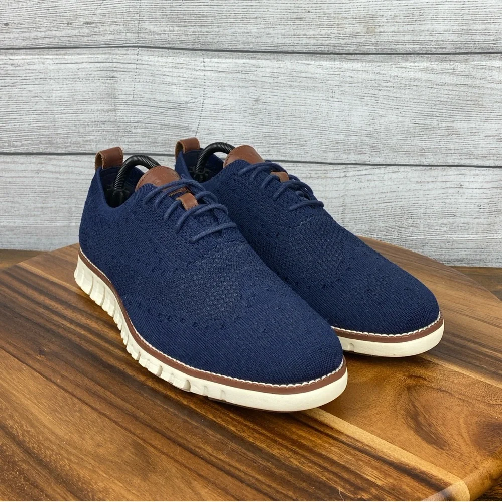 Cole Haan ZeroGrand Stitchlite Wingtip Oxford Marine Blue Ivory C24947 Men’s 9.5